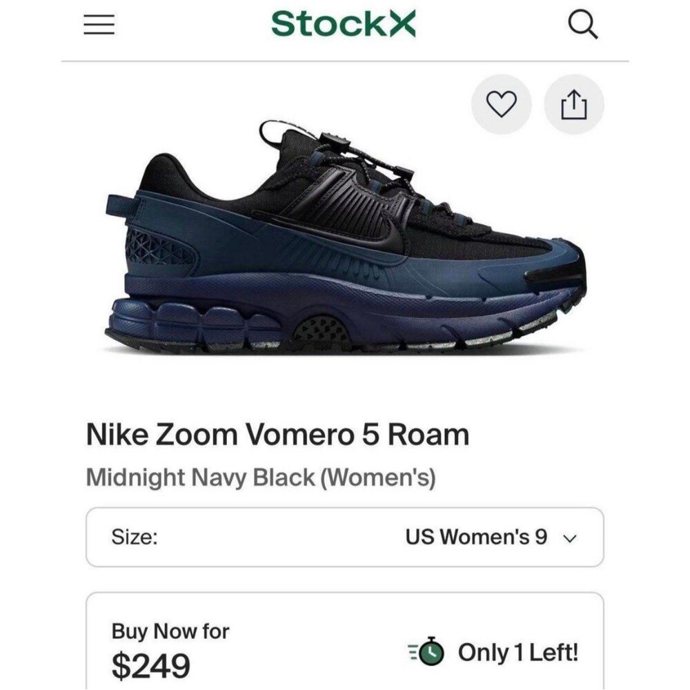 Women’s Nike Zoom Vomero 5 Roam Winterized Shoes Sz. 9 NWT Midnight Blue/Black